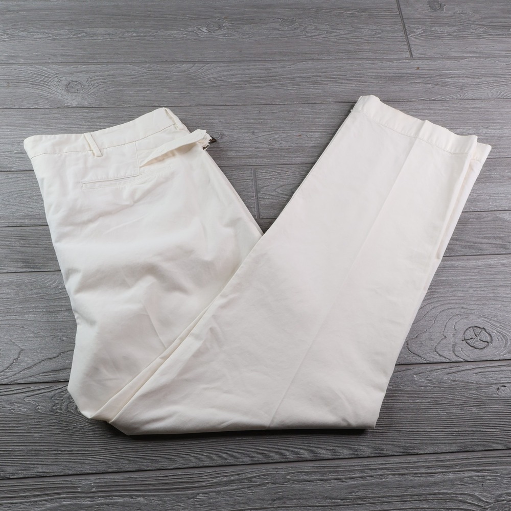 Vintage Ralph Lauren Pants Men's 38x32 100% Cotton Side Tabs Trousers Off White
